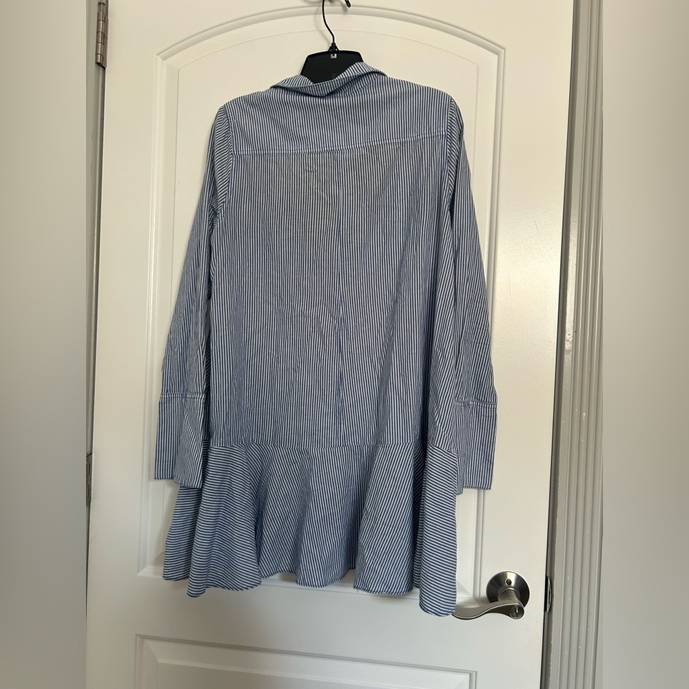 FREE PEOPLE All For You Striped Shirt Dress Blue size small preppy 90s - Picture 3 of 15